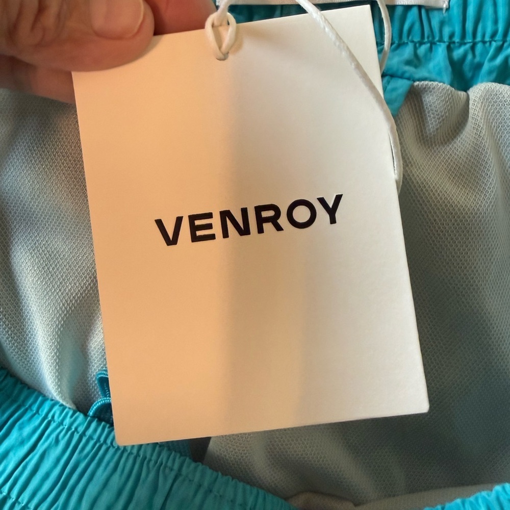 New Venroy Curved Hem Swim Men’s Short Aqua Blue L - Picture 6 of 16
